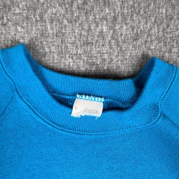 Vintage Workout Teddy Bear Sweatshirt Adult Large Blue Cute Gym USA Crewneck 90s - Picture 3 of 6